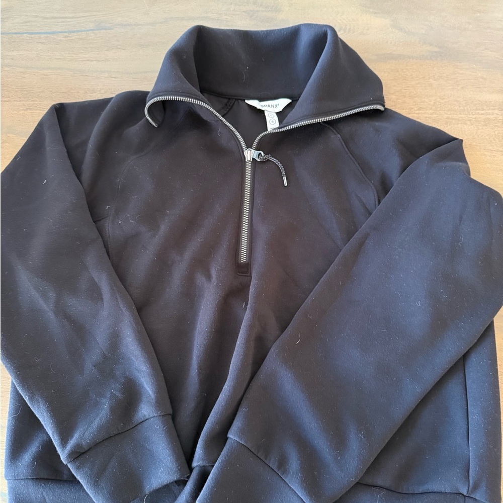 SPANX Air Essentials Black 3/4 Zip Jacket and Wide Leg pants (L) - Picture 2 of 6